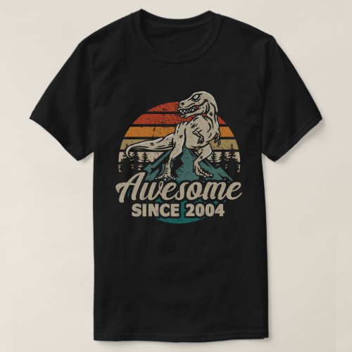 Awesome Since 2004 Dinosaur 19 Year 19th Birthday  T_Shirt