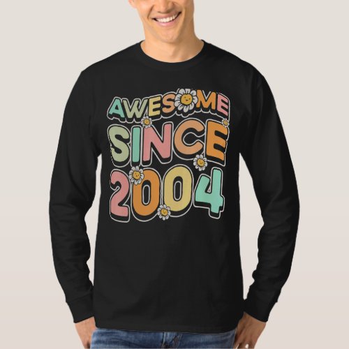 Awesome Since 2004 Flower_Themed Floral Birth Year T_Shirt