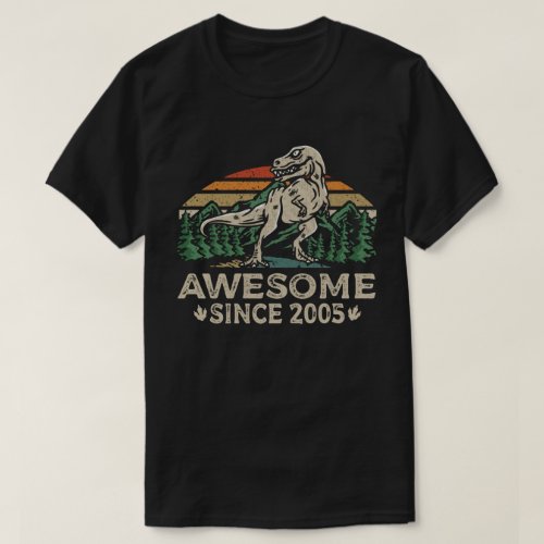 Awesome Since 2005 Dinosaur 18 Year 18th Birthday T_Shirt