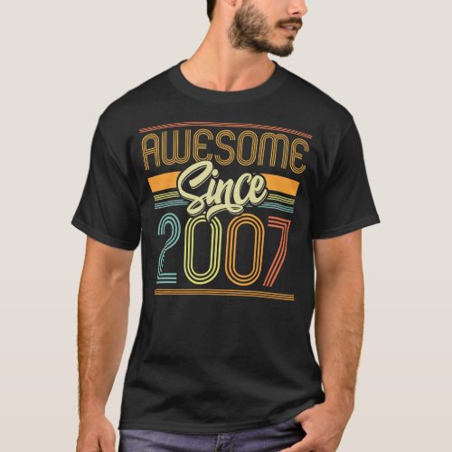 Awesome Since 2007 15th Birthday 15 Years Old T_Shirt