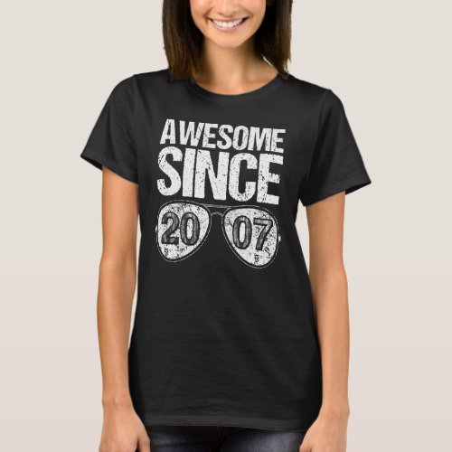 Awesome Since 2007 15th Birthday Glasses  15 Year  T_Shirt