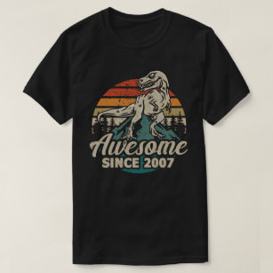 Awesome Since 2007 Dinosaur 16 Year 16th Birthday T-Shirt