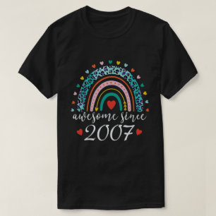 Awesome Since 2007 Rainbow 15th Birthday Gift T-Shirt