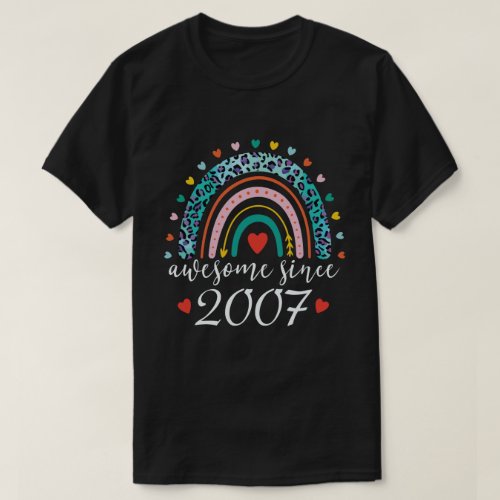 Awesome Since 2007 Rainbow 15th Birthday Gift   T_Shirt