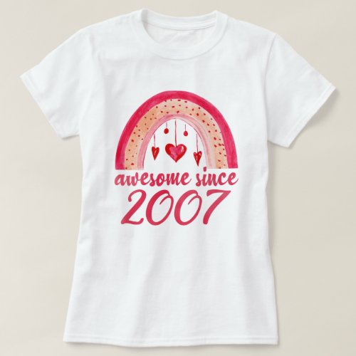 Awesome Since 2007 Rainbow 15th Birthday Gift   T_Shirt