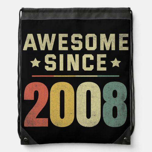 Awesome Since 2008 14th Birthday Retro Men Women  Drawstring Bag
