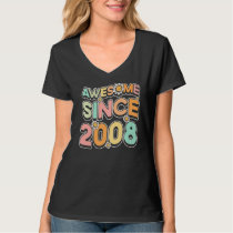 Awesome Since 2008 Flower-Themed Floral Birth Year T-Shirt