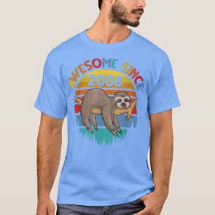 Awesome Since 2008 Sloth Birthday 14 Years old Bir T-Shirt