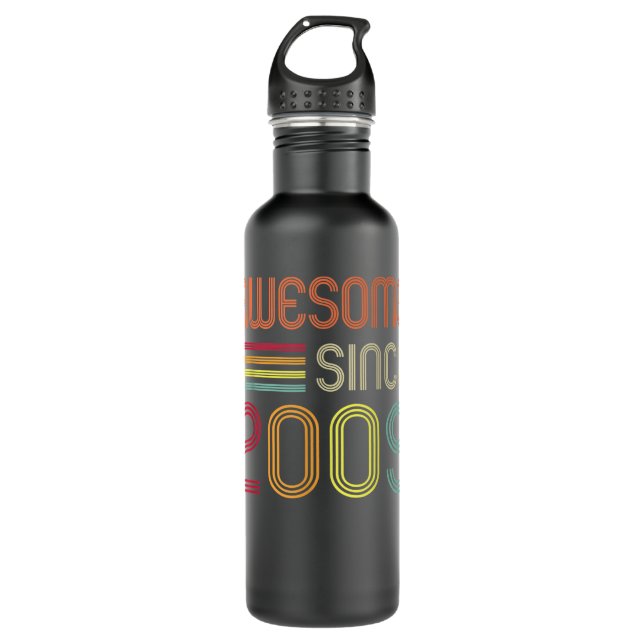 Awesome Since 2009 13th Birthday Retro Stainless Steel Water Bottle (Front)