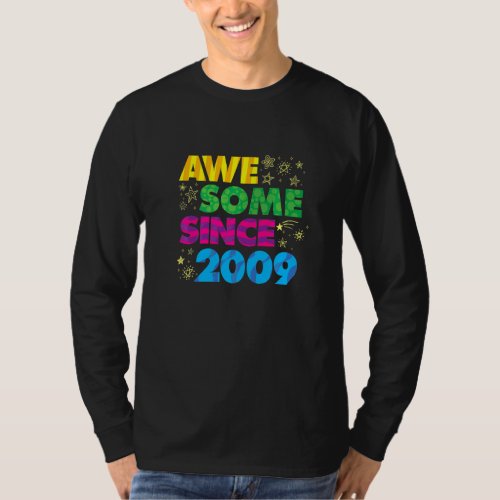 Awesome Since 2009 Crazy 13th Birthday Pop Graphic T_Shirt