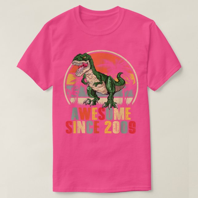 Awesome Since 2009 Dinosaur Boy 13th Birthday 13 Y T-Shirt (Design Front)