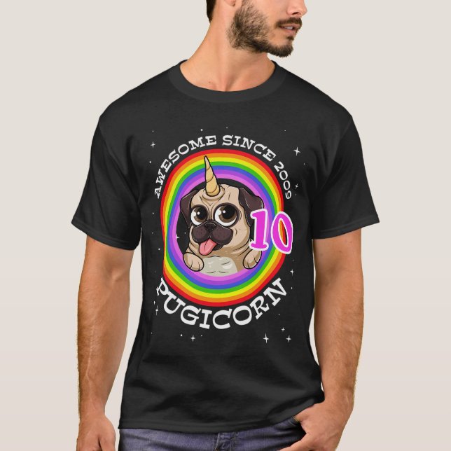 Awesome Since 2009 Pugicorn T-Shirt (Front)