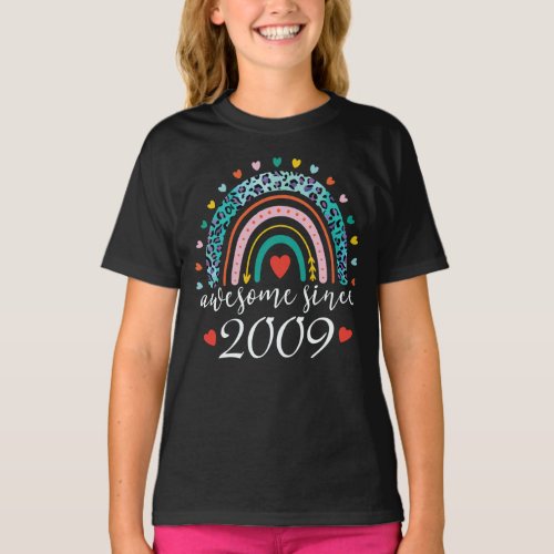   Awesome Since 2009 Rainbow 13th Birthday Gift  T_Shirt