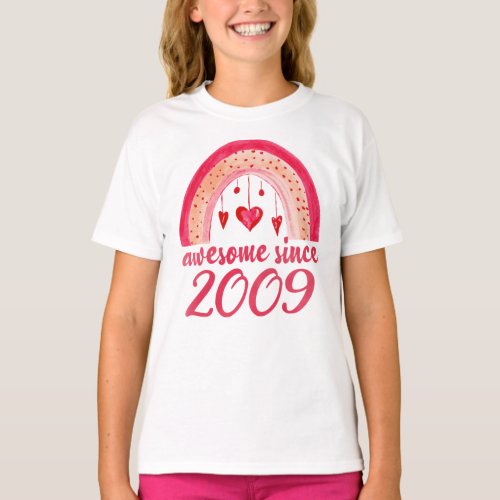   Awesome Since 2009 Rainbow 13th Birthday Gift  T_Shirt
