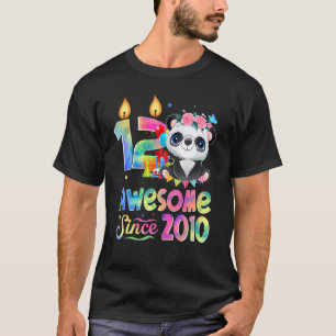 Awesome Since 2010 12th Birthday 12 Year Old Panda T-Shirt
