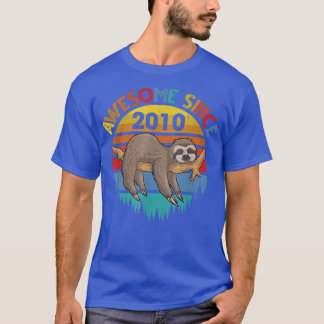 Awesome Since 2010 Sloth Birthday 12 Years old Bir T-Shirt