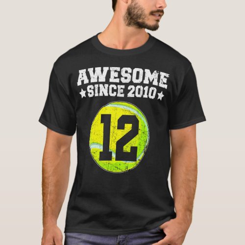 Awesome Since 2010 Tennis 12th Birthday 12 Years O T_Shirt
