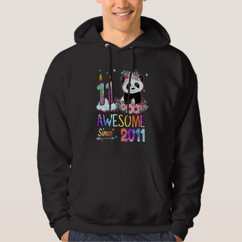 Awesome Since 2011 11th Birthday 11 Year Old Panda Hoodie