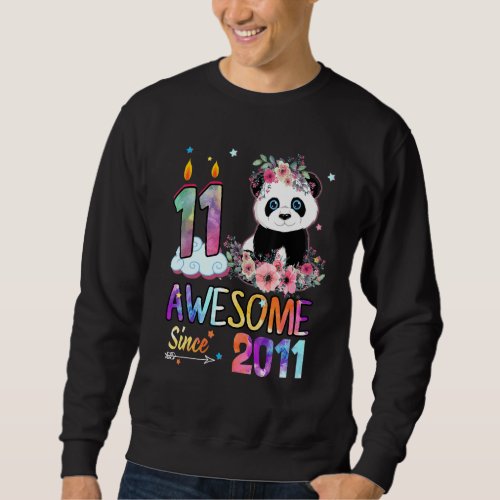 Awesome Since 2011 11th Birthday 11 Year Old Panda Sweatshirt