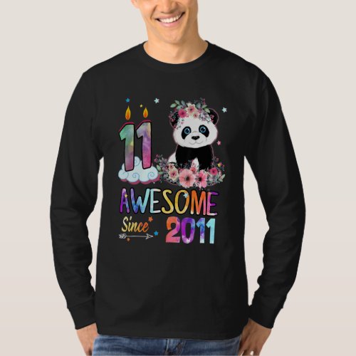 Awesome Since 2011 11th Birthday 11 Year Old Panda T_Shirt