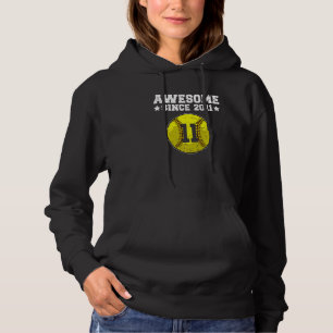 Awesome Since 2011 Softball 11th Birthday 11 Years Hoodie