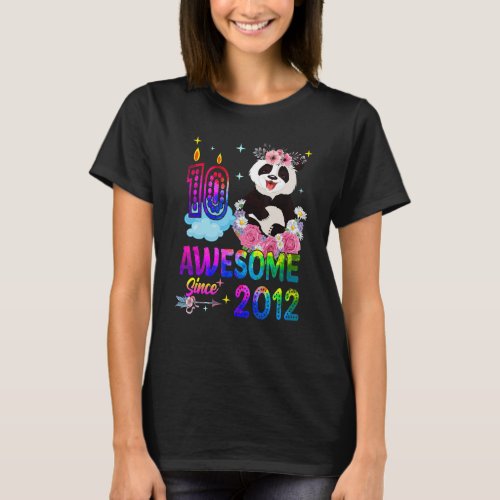 Awesome Since 2012 10th Birthday 10 Year Old Panda T_Shirt