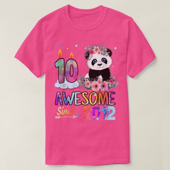 Awesome since 2012 10th Birthday 10 Year Old Panda T-Shirt (Design Front)