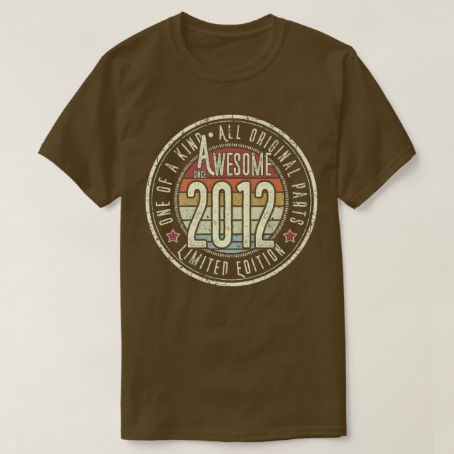 Awesome Since 2012 10th Birthday Born In 2012 Retr T-Shirt (Design Front)
