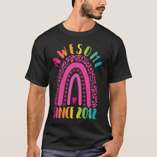Awesome Since 2012 9th Leoprd Rainbow Birthday Gir T-Shirt (Front)