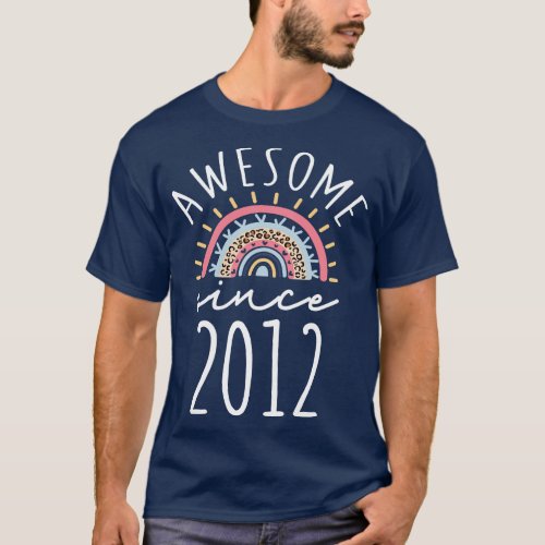 Awesome Since 2012 Born in 2012 Rainbow Leopard pr T_Shirt