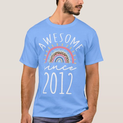 Awesome Since 2012 Born in 2012 Rainbow Leopard pr T_Shirt