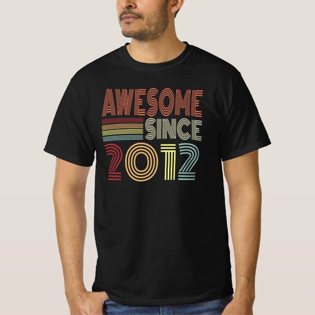 Awesome Since 2012 Retro Born In 2012 Birthday T-Shirt (Front)
