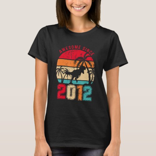 Awesome Since 2012 Retro Dinosaur Boys  11th Birth T_Shirt