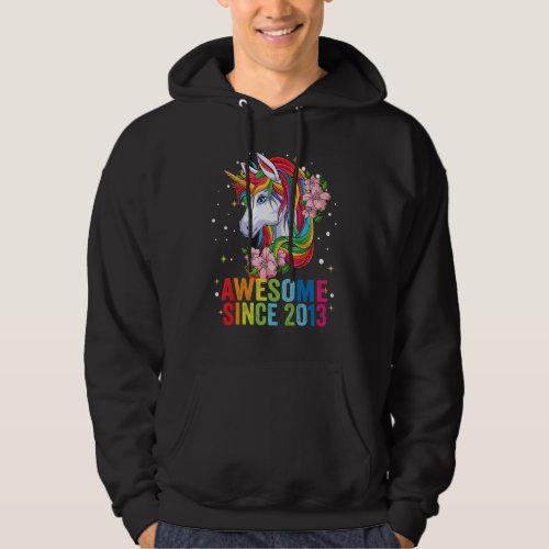 Awesome Since 2013 Unicorn 9 Year Old 9 Birthday T Hoodie