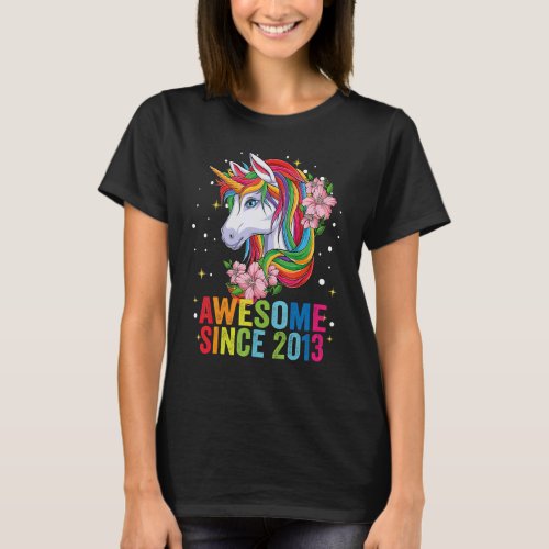 Awesome Since 2013 Unicorn 9 Year Old 9 Birthday T T_Shirt