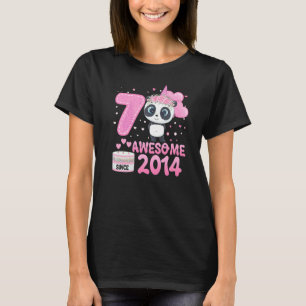 Awesome Since 2014 7 Years Old 7th Birthday Panda  T-Shirt