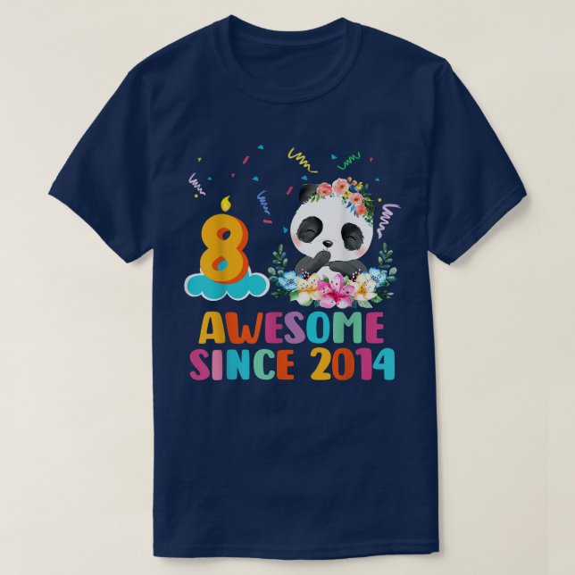 Awesome since 2014 8th Birthday 8 Year Old Panda U T-Shirt (Design Front)