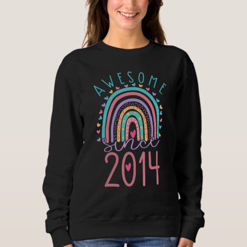 Awesome Since 2014 9th Birthday Rainbow  Girls Sweatshirt