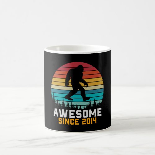 Awesome since 2014  Birthday Bigfoot Retro Coffee Mug