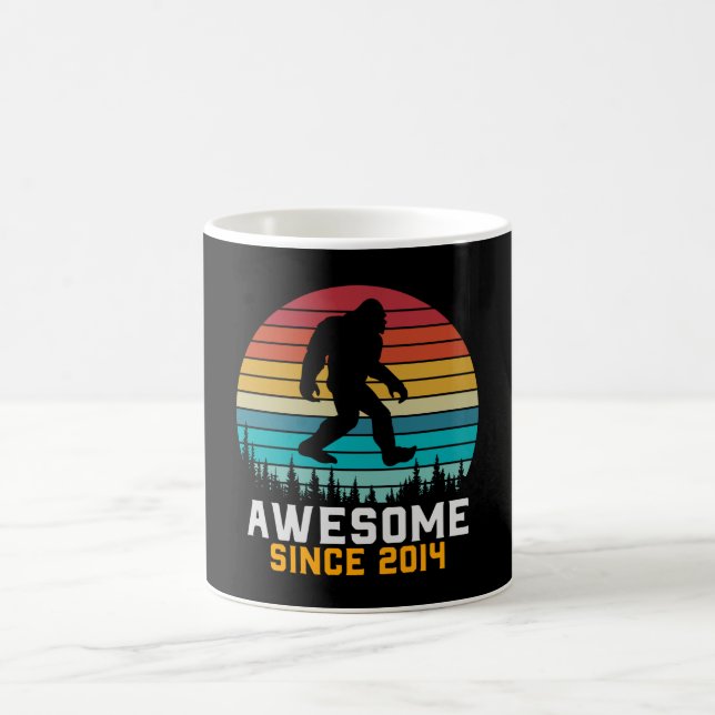 Awesome since 2014 | Birthday Bigfoot Retro Coffee Mug (Center)
