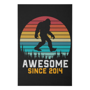 Awesome since 2014 Birthday Bigfoot Retro Faux Canvas Print