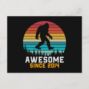 Awesome since 2014 Birthday Bigfoot Retro Postcard