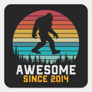 Awesome since 2014 Birthday Bigfoot Retro Square Sticker