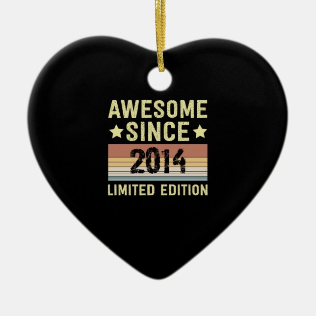 Awesome Since 2014 Birthday Ceramic Ornament (Front)