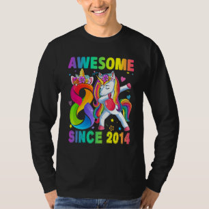 Awesome Since 2014 Dabbing Unicorn 8th Birthday 8  T-Shirt