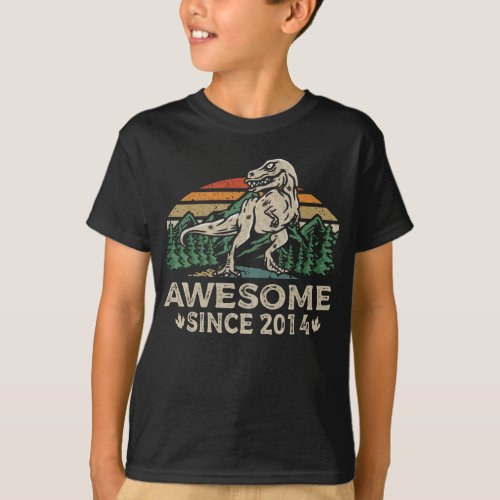 Awesome Since 2014 Dinosaur 10 Year 10th Birthday T_Shirt