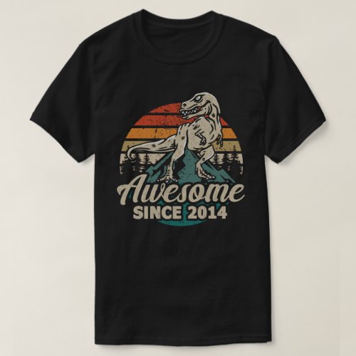Awesome Since 2014 Dinosaur 9 Year 9th Birthday T_Shirt
