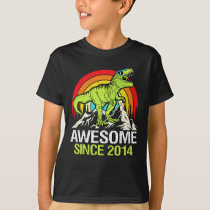Awesome Since 2014 Dinosaur 9 Year 9th Birthday T T-Shirt