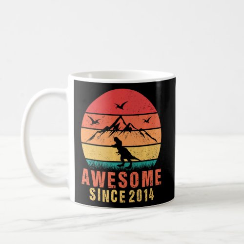 Awesome Since 2014 Retro 8th Birthday Dinosaur 8 Y Coffee Mug