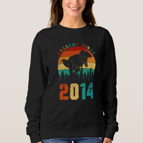 Awesome Since 2014 Retro Dinosaur Boys 9th Birthda Sweatshirt